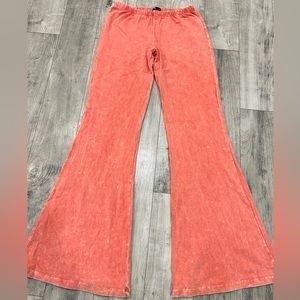 Chatoyant Mineral Wash Bell Bottoms flair  Pants L Pull On Hippie Pink Boho USA